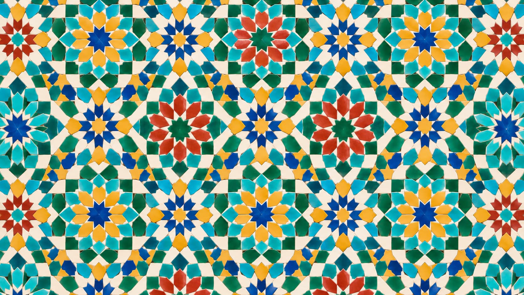 Colourful geometric Moroccan zellige tiles