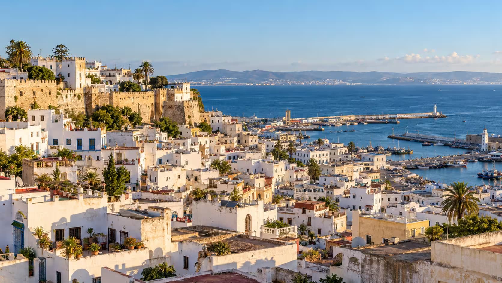 The medina of Tangier overlooking the port and sea